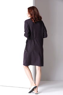 法米姿 新款半高领修身显瘦侧腰抽绳打底毛织包臀裙针织连衣裙98445