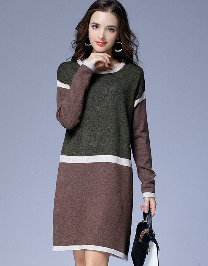 卡维妲2017冬装新款 大码毛织中长款保暖连衣裙，专为丰满女性设计